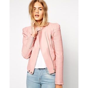 asos pink leather jacket